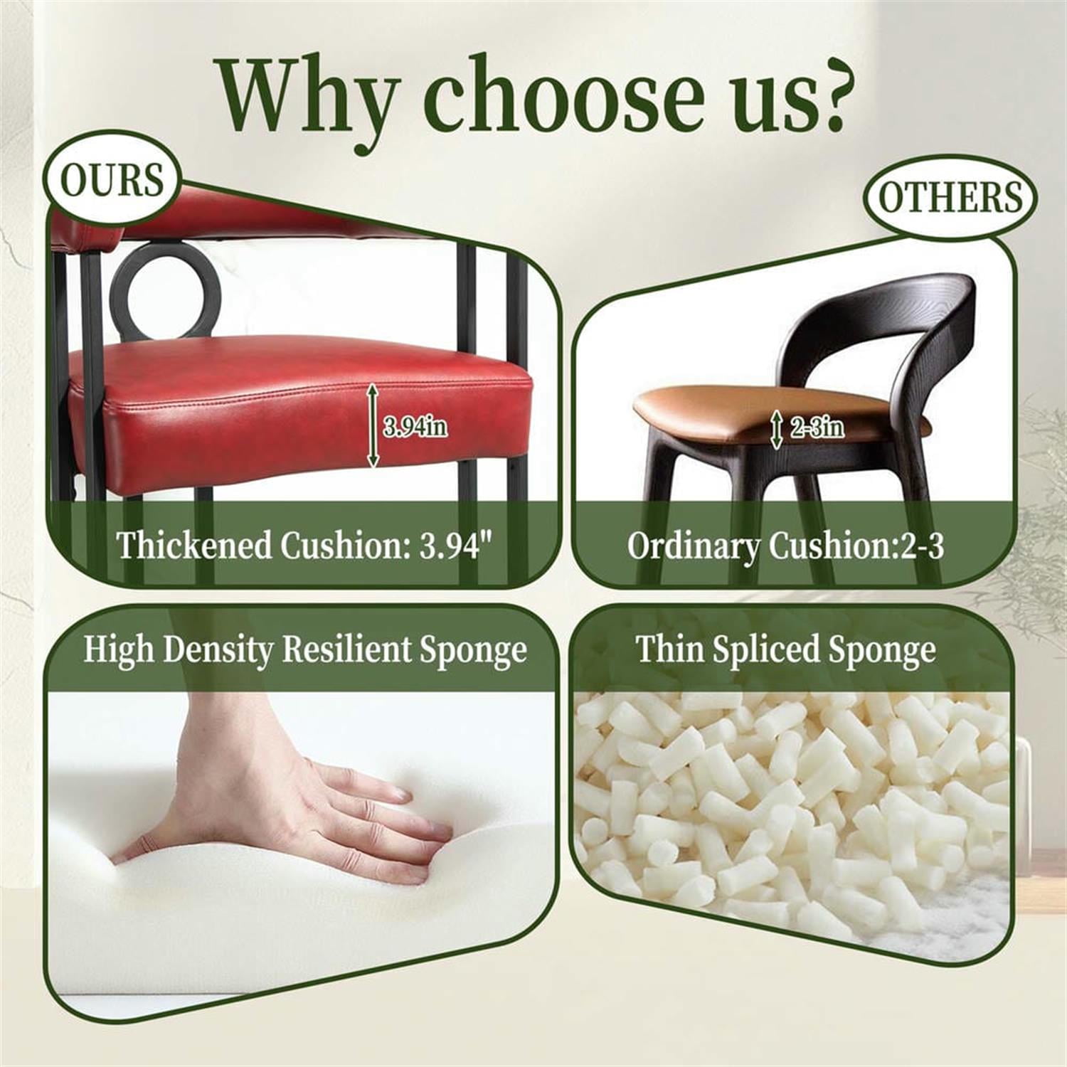 Demi Bonn 34" Counter Height Bar Stools Set of 2, Upholstered Barstools with Back, Kitchen Island Countertop Chairs for Dining Room, Red