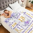 thumbnail image 3 of LHSHID 18th Birthday Blanket Gifts 18 Years Old Purple Floral Gift for Girls 18th Birthday Decorations for Daughter Friends 18th Bithday Soft Throw Blanket 60"x80", 3 of 6