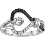Sterling Silver Black and White 1/4 Carat T.W. Diamond Ring