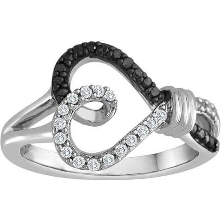 Knots of Love Sterling Silver Black and White 1/4 Carat T.W. Diamond Ring