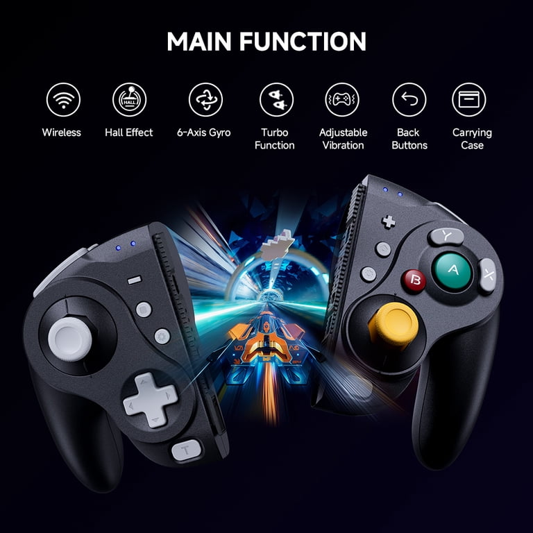 NYXI, Wireless Gamepad for Nintendo Switch, Model Wizard, Black