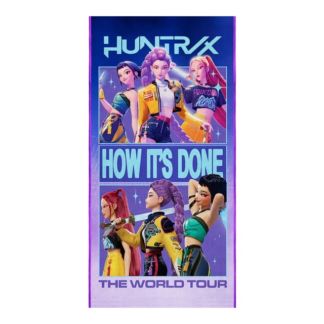 Toalla de playa Netflix Kpop Huntrix 70 cm x 140 cm morado