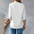 thumbnail image 4 of White Womens Tops 2025 Summer Simple Solid Color Short Sleeved Ruffled V Neck Blouse Blouse Shirts for Women, 4 of 6