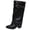 Black, variant on Women's Plus Size Double Buckle Strap Thick Sole Mid Calf Boots Mid Heel Comfortable Versatile Fashion Boots