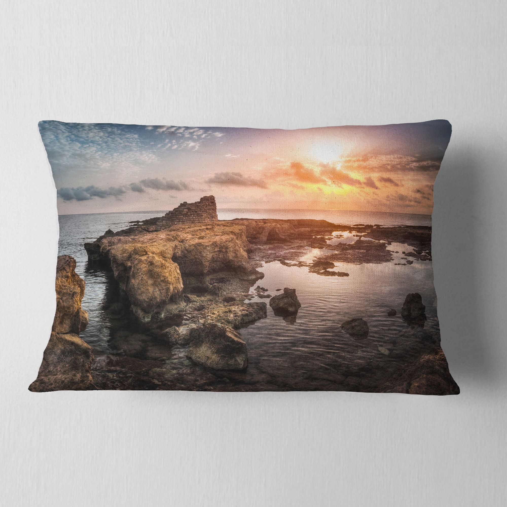 Designart 12" x 20" Brown Polyester Throw Pillow