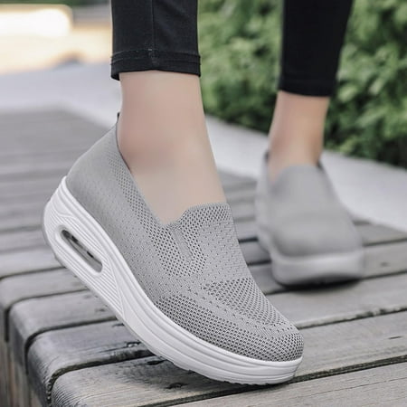 

Qiaocaity Women Shoes on Clearance Up to 20% off Fashion Women Mesh Casual Shoe Thick Bottom Rocking Shoe Student Working Gray 37