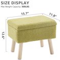 thumbnail image 3 of IVV Teddy Fleece Storage Ottoman with Lift-Off Lid, Tray Top, Solid Wood Legs, Multifunctional Makeup Chair Vanity Stool for Bedroom (Green), 3 of 6