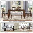 thumbnail image 6 of ZIVACATE 6-Piece Wooden Dining Set, Dining Table & Chair Set for 6, Includes Dining Table, 4 Upholstered Chairs & 1 Bench, Dining Table with Wood Legs, Table Set for Dining Room, Kitchen, Walnut, 6 of 8