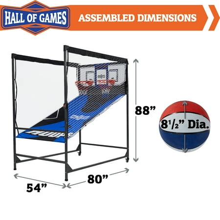Hall of Games 88” Indoor Steel Frame Arcade Basketball Game with LED Scorer, Blue