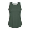 thumbnail image 7 of KHONTS Girls Summer Workout Tank Tops Ruffle Sleeveless Racerback Crewneck Casual Loose Activewear Army Green 150, 7 of 7