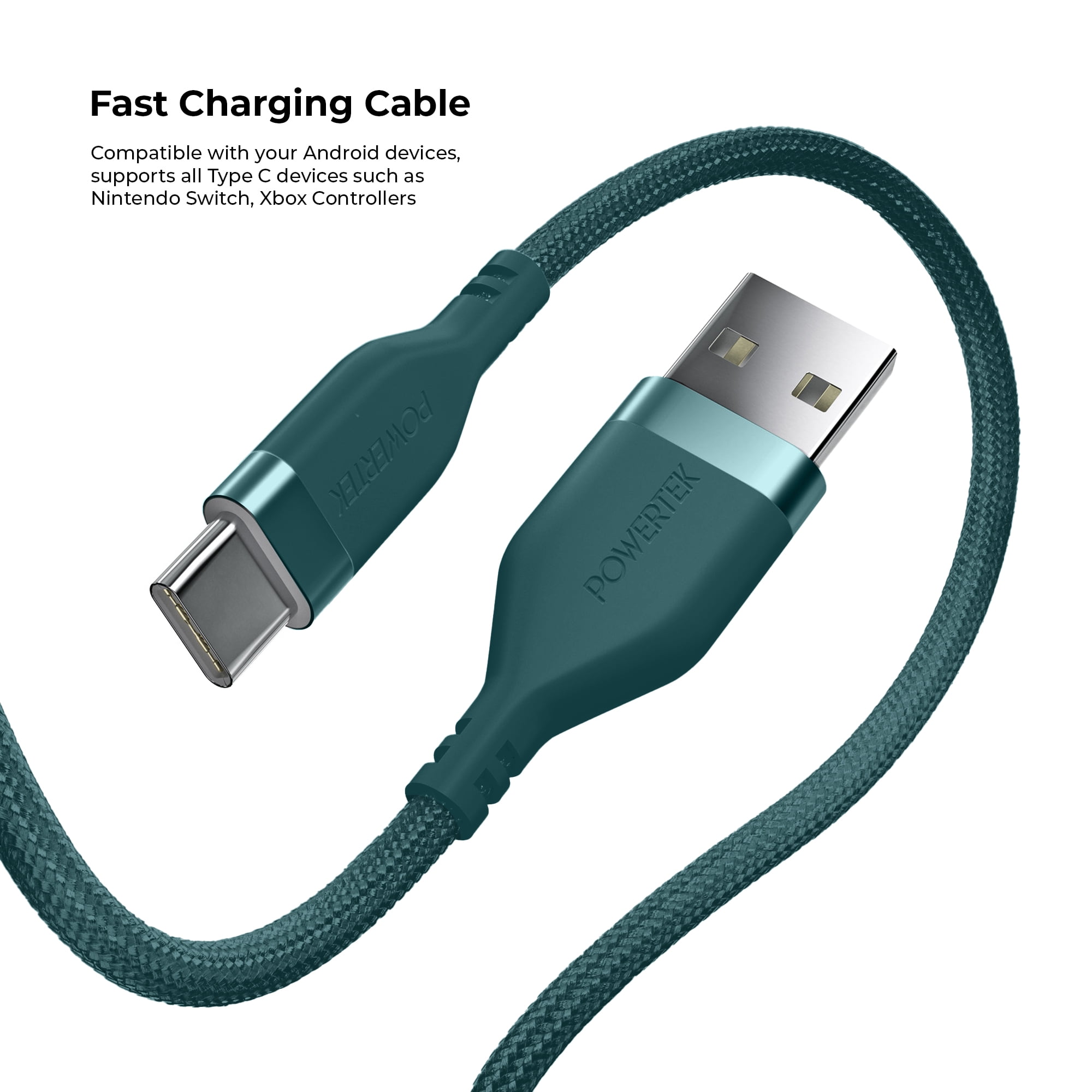 Liquipel Powertek Premium Braided USB-A to USB-C Cable - Blue