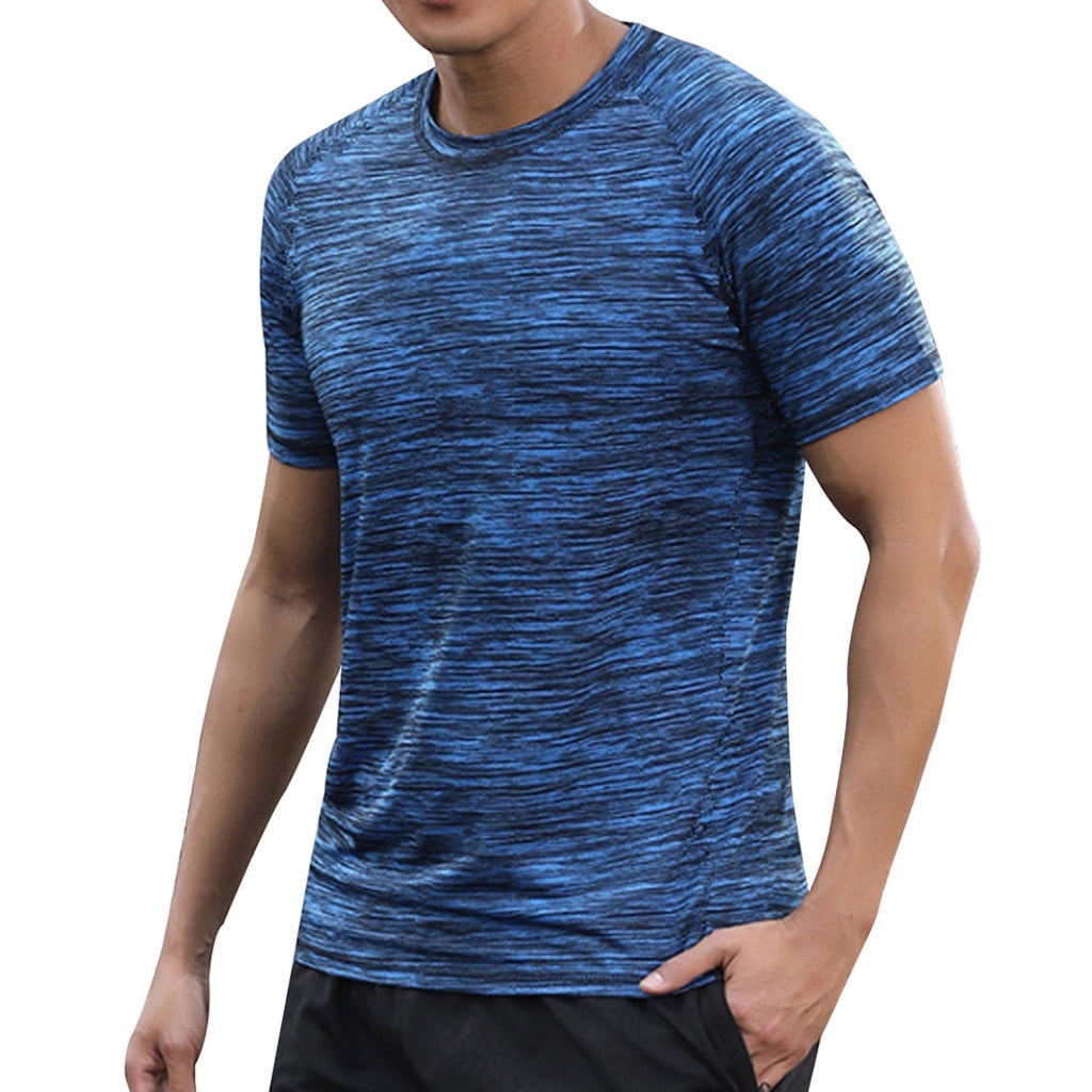 Under Armour Workout Mens Gym T-Shirt Blue Breathable Short Sleeve Training Top 