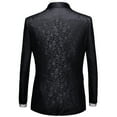 thumbnail image 3 of Mens 2 Piece Floral Jacquard Dress Suit Set 1 Button Print Dinner Jacket Pants-Black, 3 of 8