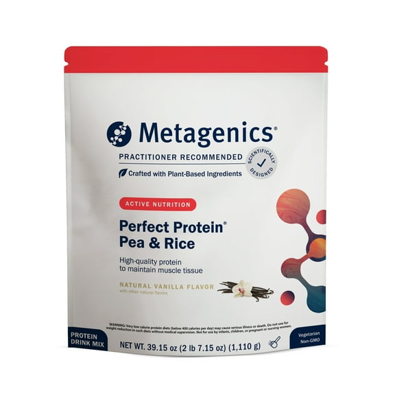 Metagenics Perfect Protein Pea & Rice - Featuring OptiProtein, a Balanced Combination of Proprietary Pea and Rice Protein with Added BCAAs - Vanilla Flavor - 30 Servings - 39.15 Oz