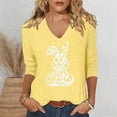 thumbnail image 2 of Easter Ladies Tops and Blouses Print Collar 3/4 Sleeve Beach Clothes for Women,Yellow,XL, 2 of 4