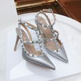 thumbnail image 2 of Summer Luxury Women's Gladiator Pointed Sandals Leather Matte Roman Fashion Metal Rivet Pumps Party Versatile Women's High Heels, 2 of 5