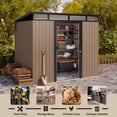 thumbnail image 6 of Aiho 7.4' x 5.3' Metal Storage Shed, Outdoor Lockable Shed with Transparent Panel Windows & Vents for Yard, Garden - Light Brown, 6 of 9