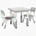 thumbnail image 1 of Qaba Ensemble de Table et Chaises pour Enfants 3 Pcs à Hauteur Réglable avec Rangement, Gris, 1 of 10