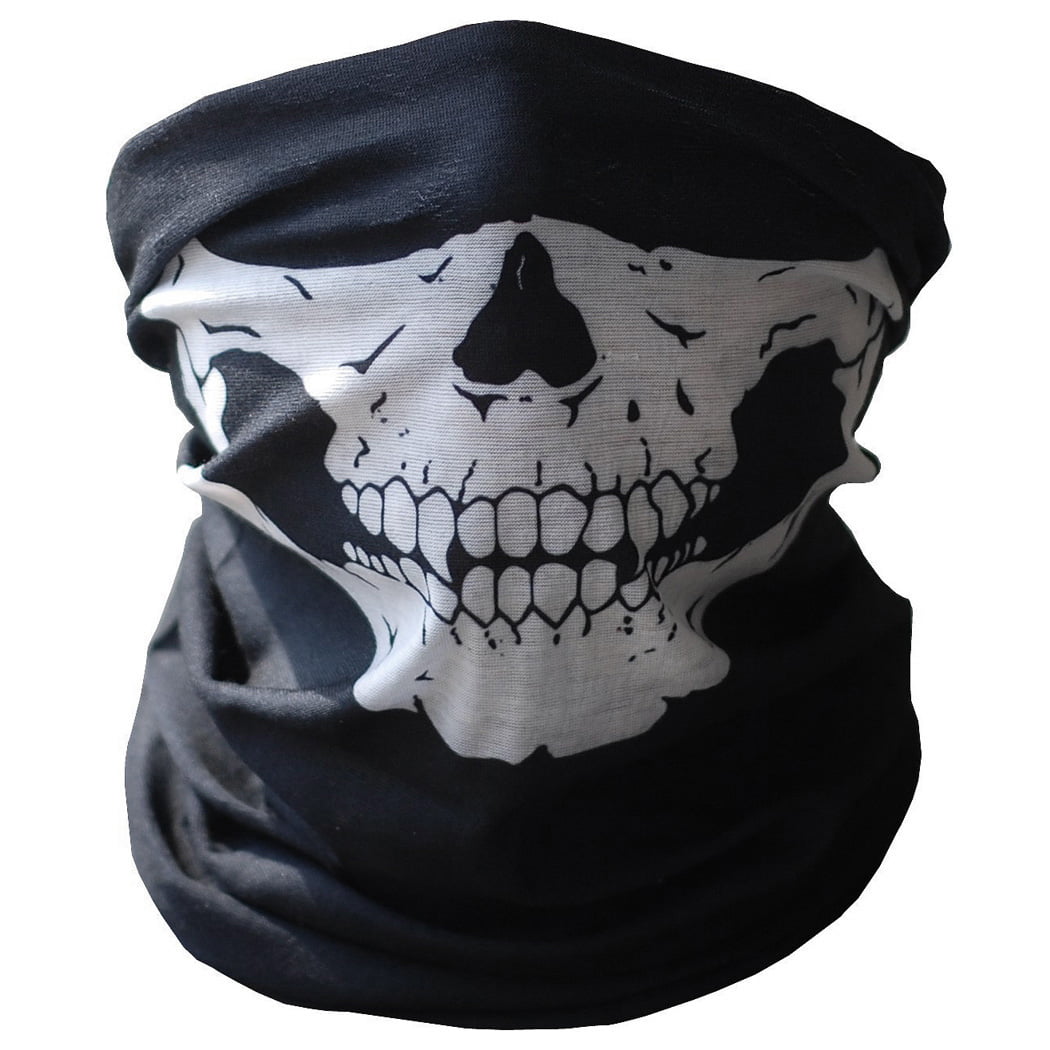 Face Shield Seamless Skull Face Tube Mask-Neck Gaiter-Half Skull Face Mask Bandana-Wind Protection Skeleton Mask