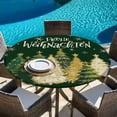 thumbnail image 6 of Green Christmas Round Tablecloth, Fitted Table Cover with Elastic for 55"-60" Round Tables, Xmas Tree Snowflake Farmhouse Table Cloth Outdoor Indoor Dinning Party Waterproof Tablecloths, 6 of 7
