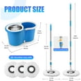 thumbnail image 3 of Spin Mop and Bucket, Mop and Bucket with Wringer Set 360° Spinning Mop Bucket with 3 Microfiber Mop Heads 61" Telescoping Handle for Office and Home Floor Cleaning (Blue), 3 of 6
