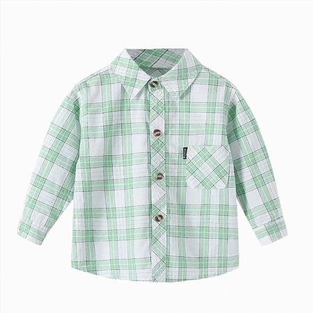 Splozh Teen Shirts 2-18 Years Kids Boys Cotton Shirt Boys Checkered Shirt Baby Shirt Thin Jacket Light Green 2-3 Years