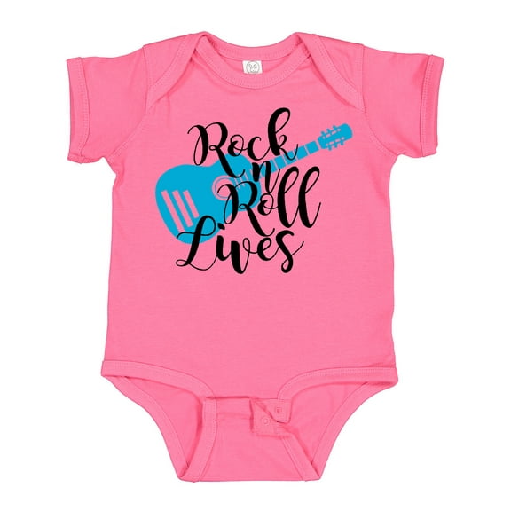 Inktastic Rock and Roll Lives with Blue Guitar Boys or Girls Baby Bodysuit