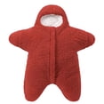 thumbnail image 3 of Baby Starfish Onesie, Cute Thick Fleece Wearable Soft Newborn Baby Infant Warm Swaddle Wrap Sleeping Sack (Red-A,Size:9M), 3 of 10