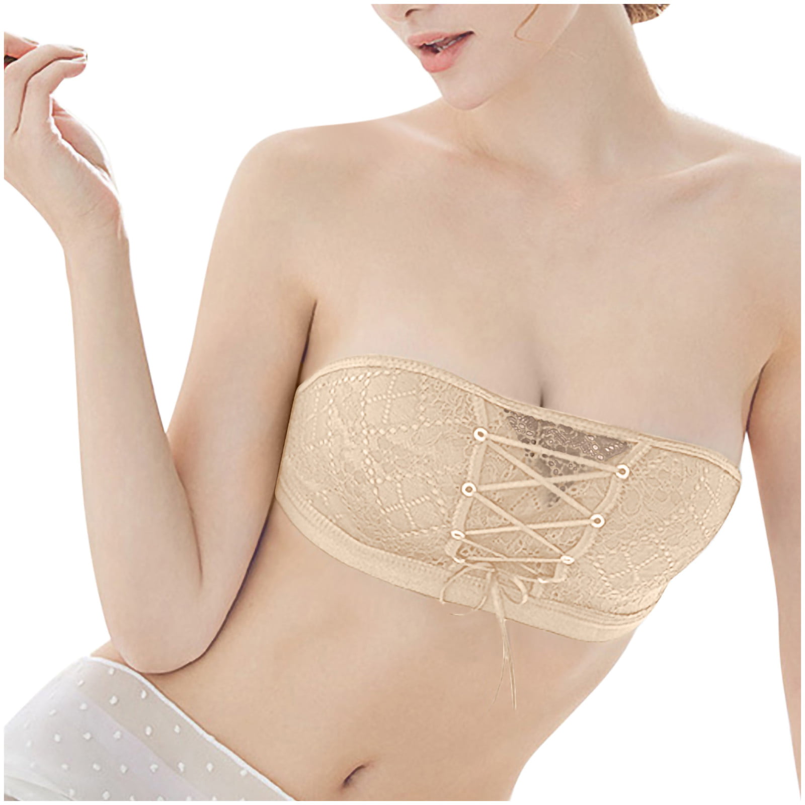 VerPetridure Clearance Strapless Bras for Women Large Bust Comfort  Breathable Anti-Slip Bandeau Bra Seamless Wirefree Padded Tube Top Bralette  