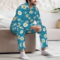 thumbnail image 7 of Fuzoiu Daisies Flowers Print Men's Long-Sleeved Pajama,Lounge Button Down Nightwear,Mens Notch Collar Pajama Set -Medium, 7 of 7
