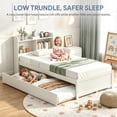 thumbnail image 4 of Twin Trundle Bed with Storage Headboard, UHOMEPRO White Trundle Bed Frame for Kids Girls Boys, Twin Bed with Trundle, No Box Spring Needed, 4 of 6