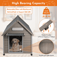 thumbnail image 3 of PETSCOSSET Wooden Dog House with Asphalt Roof ,Pet House with PVC Door Curtain and Window for outdoor, 30.5" L x 41" W x 39" H, Gray, 3 of 10