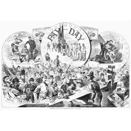 Potomac Collection - Civil War Pay Day 1863 NA Descent On The Sutler Pay Day Activities In The (Union) Army Of The Potomac Wood Engraving After Winslow Homer 1863 Poster Print by Granger Collection