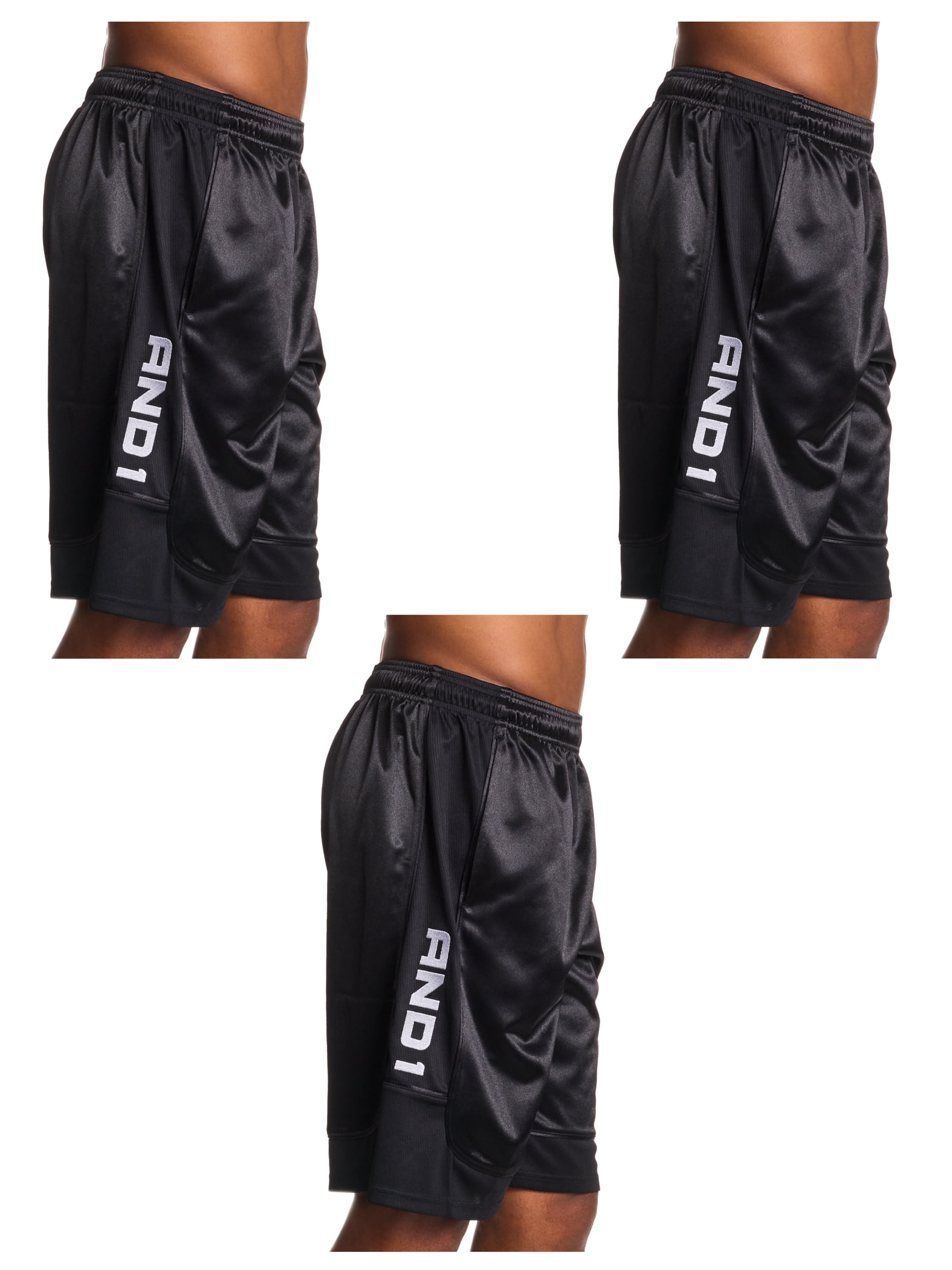 AND1 Men's and Big Men's Core All Court Short, 11" Inseam, 3-Pack, Sizes XS-5XL