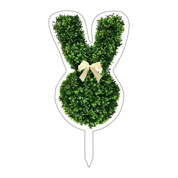 Shaped Topiary Trees Artificial Bunny Shaped Topiary Tree Pot Easter Bunnies Plant Easter Boxwood Topiaries Plant For Home Front Porch Decor Outside(Flat Acrylic Version)
