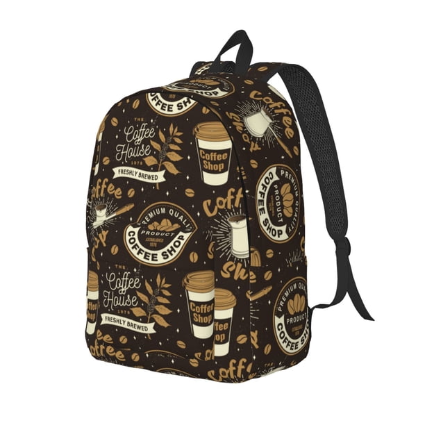 Easygdp coffee shop house Mochila de Lona Resistente para Laptop, Compatible con Laptops de 15 a 17 pulgadas, Ideal para Escuela, Trabajo y Viajes-Medium