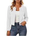 thumbnail image 2 of Vmvidoty Long Sleeve Shrug Top for Women's Collarless Pleated Open Front Cropped Cardigan White L, 2 of 6
