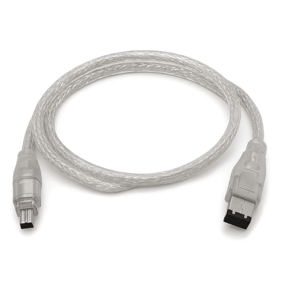 SANOXY 4FT FireWire IEEE 1394 Cable – 6-Pin to 4-Pin Male-to-Male Data Cable, Transparent PVC Jacket