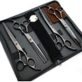 thumbnail image 3 of 7.0in Titanium Black Professional Pet Grooming Scissors Set,Straight & Thinning & Curved Scissors 4pcs Set for Dog Grooming,(Black), 3 of 9