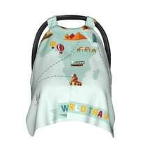 Car Seat Cover Baby - World Travel Map Breathable Infant Car Seat Cover for Baby Carseat, Lightweight Comfort Baby Essentials Must Haves Newborn Stuff for Girl Boy