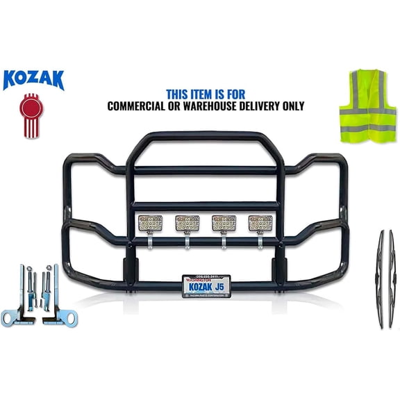 Compatible with T680 2022  No Fog Grille Deer Moose Bumper Guard - Black