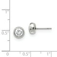 thumbnail image 3 of Stainless Steel Polished 5mm Bezel CZ Stud Post Earrings; for Adults and Teens; for Women and Men, 3 of 3