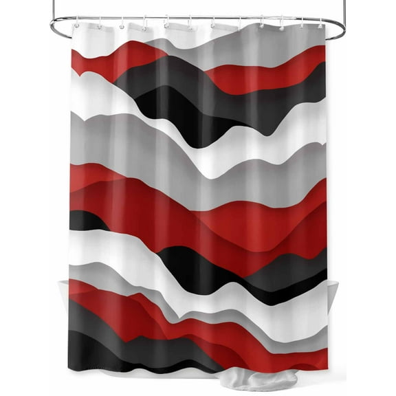 Shower Curtain Red Ocean Shower Curtains for Bathroom, Waterproof Polyester Shower Curtain Set with Hooks, Extra Long 72" x 78" Abstract Waves Black Ombre