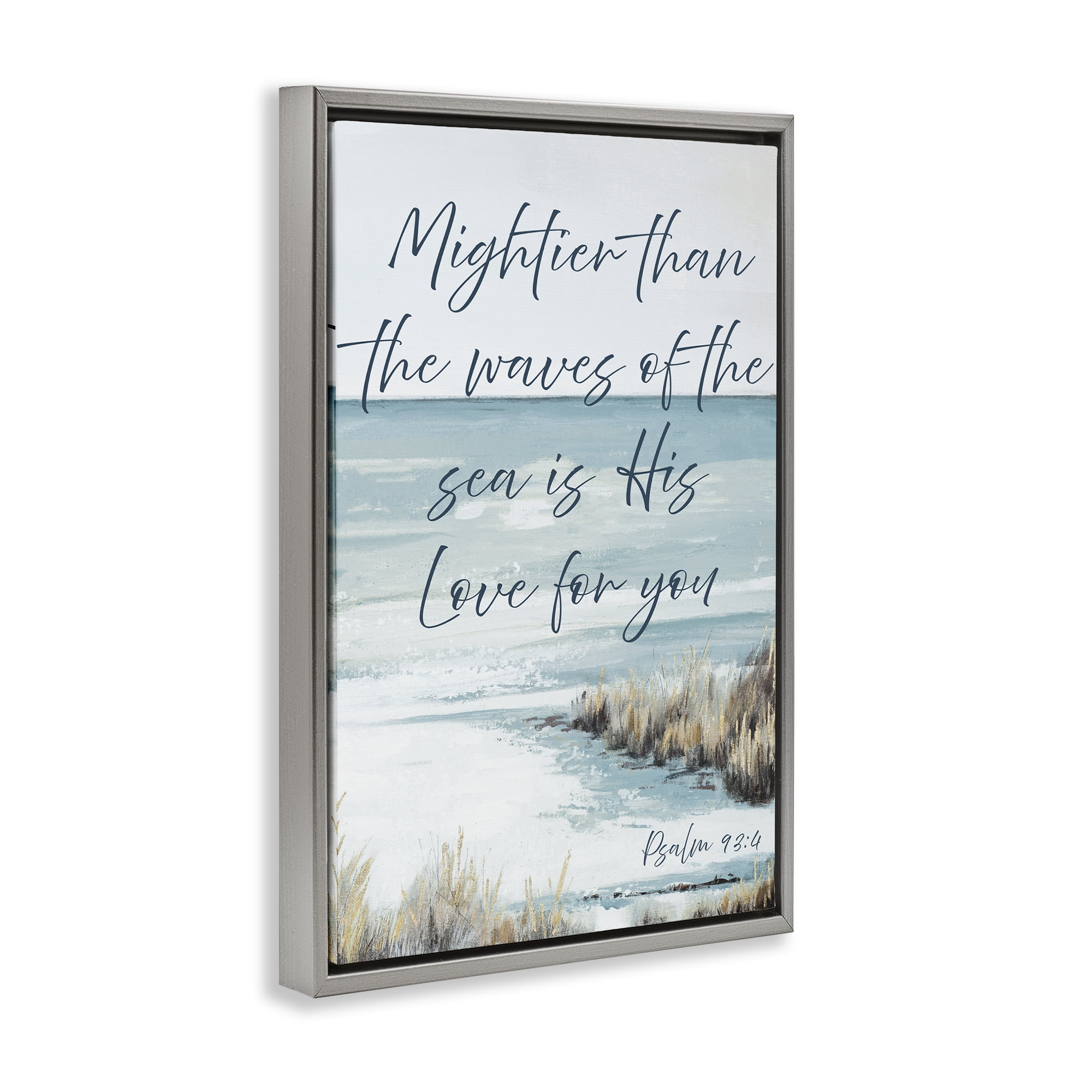 Stupell Industries Mightier Than The Waves Gray Framed Floater Canvas Wall Art, design by Patricia Pinto