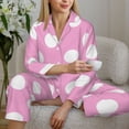 thumbnail image 6 of Sigee Pink And White Polka Dot for Women’s Pajama Sets Long-Sleeved Pjs Sets for Women 2 piece Sleepwear-Small, 6 of 7