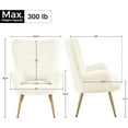 thumbnail image 2 of Wubio Accent Chair, Modern Boucle Vanity Chair with High Back and Wood-Tone Metal Legs, Sherpa Chair for Living Room, Home Office, Ivory, 2 of 10