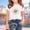White, variant on Piuwrlz Summer Short T Shirts for Girls Short Tops Crew Neck T-Shirts Beige Size 9 Years