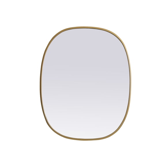 MR2B2430BRS-Elegant Decor-Brynn - Metal Frame Oval Mirror In Modern Style-30 Inches Tall and 24 Inches Wide-Brass Finish