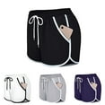 thumbnail image 3 of Womens Double Layer Drawstring Elastic Waist Athletic Shorts with Pockets, White-M, 3 of 4