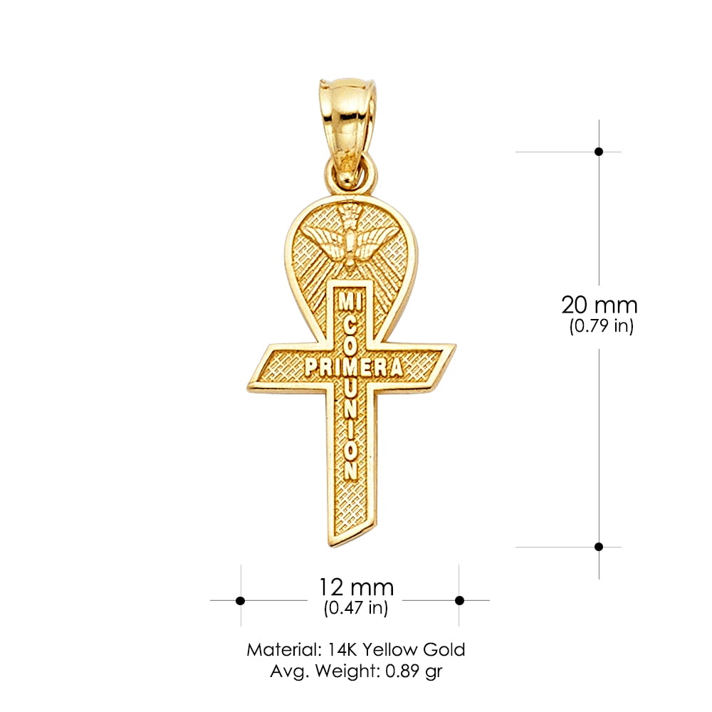 Size : 20 x 10 mm Wellingsale 14k Yellow Gold Crucifix Cross Religious Pendant